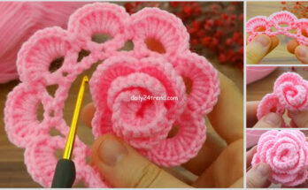 Very sweet crochet Rose motif making